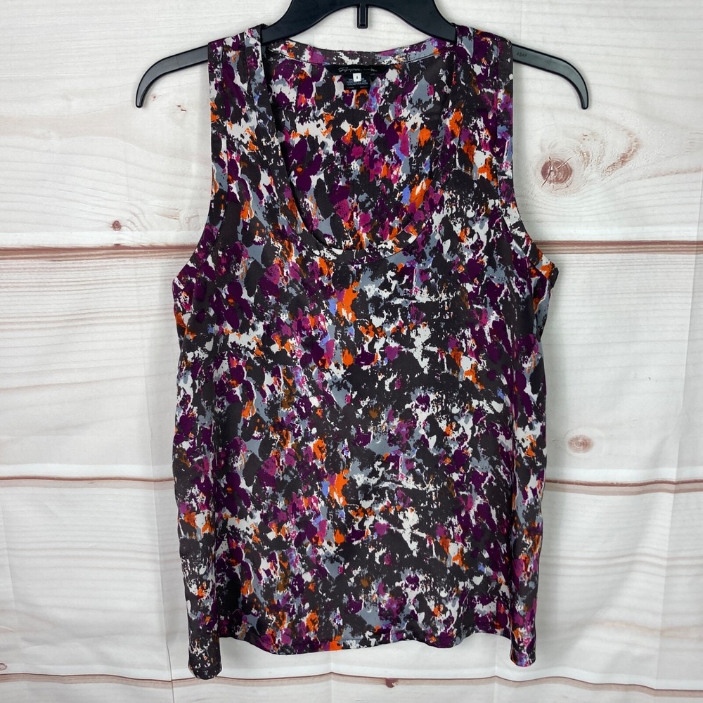 Pippa Top Womens 4 Multicolor Satin Blouse Sleeveless Scoop Neck Pullover Tank
